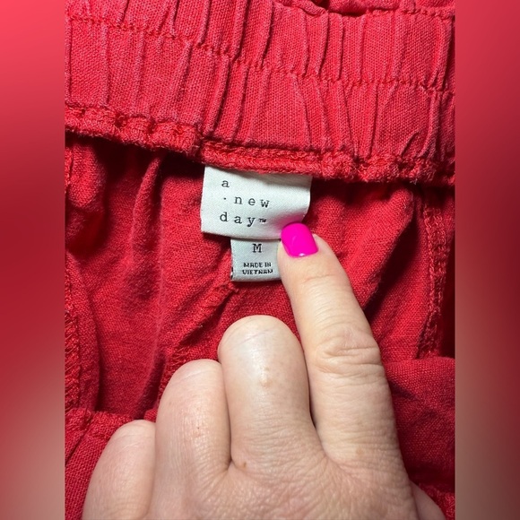 a new day Red Cargo Shorts Elastic Waistband Lightweight - Picture 2 of 5